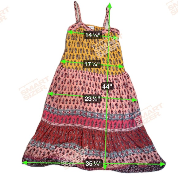 Knox Rose Floral Dress XS Red Boho ALine Tiered Midi Sweetheart Layer Sleeveless - Picture 13 of 13